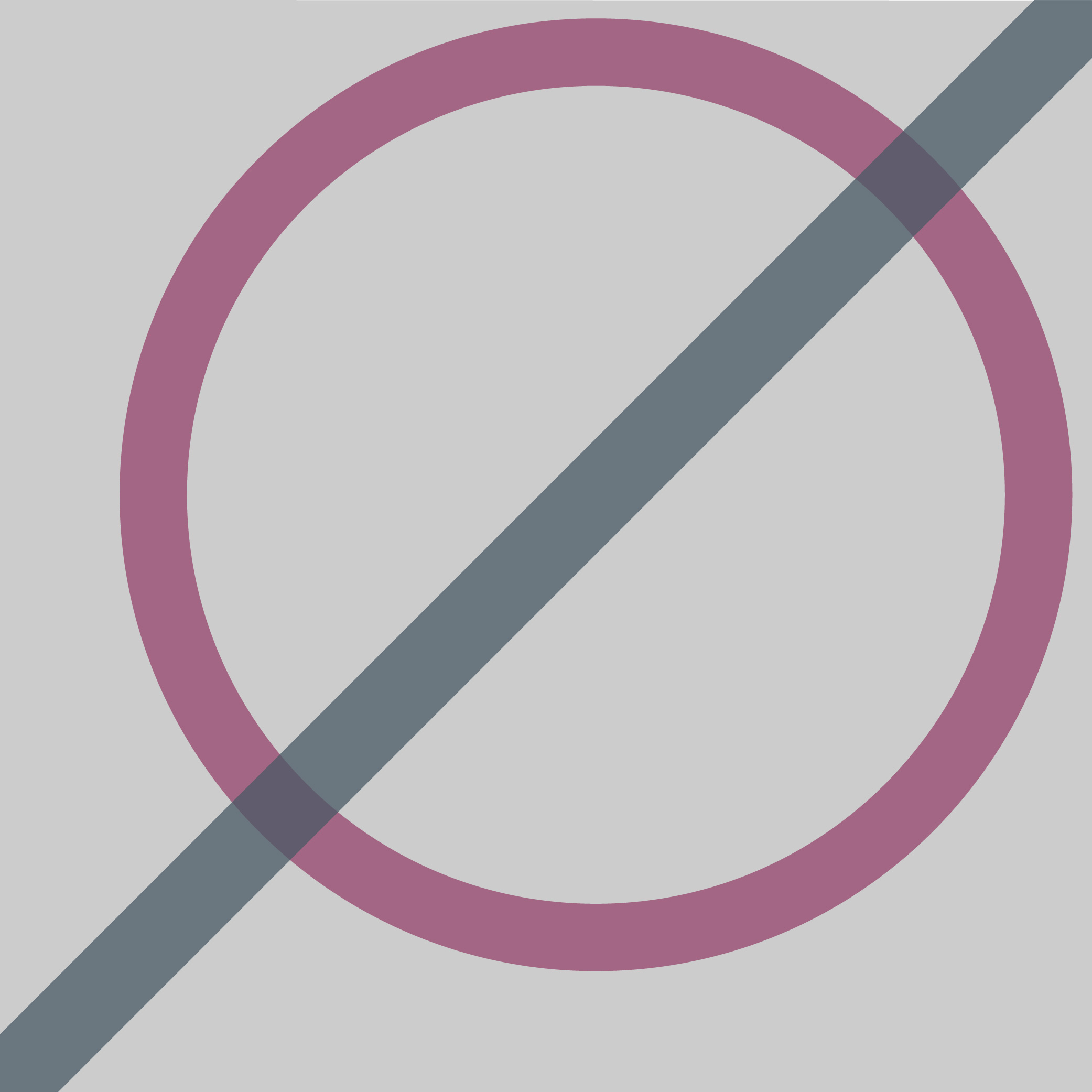 An infographic that shows an incorrect use case of the circle element. A semi-transparent maroon circle is placed on a solid grey background. The circle is not cropped and is presented in its entirety near the middle off the page. A solid grey line intersects the graphic diagonally, indicating this is not how the circle should be used. 