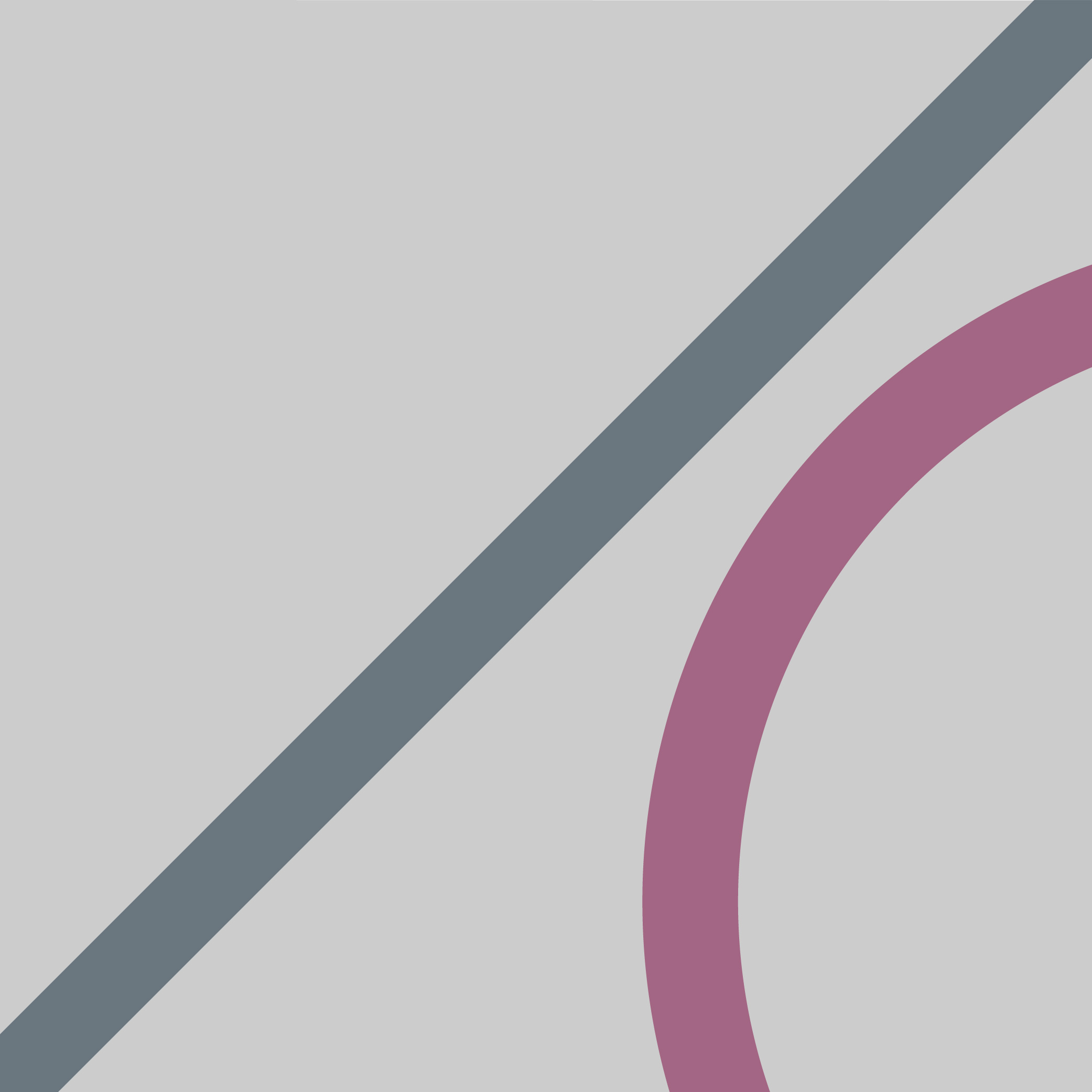 An infographic that shows an incorrect use case of the circle element. A semi-transparent maroon circle is placed on a solid grey background. The circle is placed in the bottom right corner so that only a quarter of it is showing. A solid grey line intersects the graphic diagonally, indicating this is not how the circle should be used. 