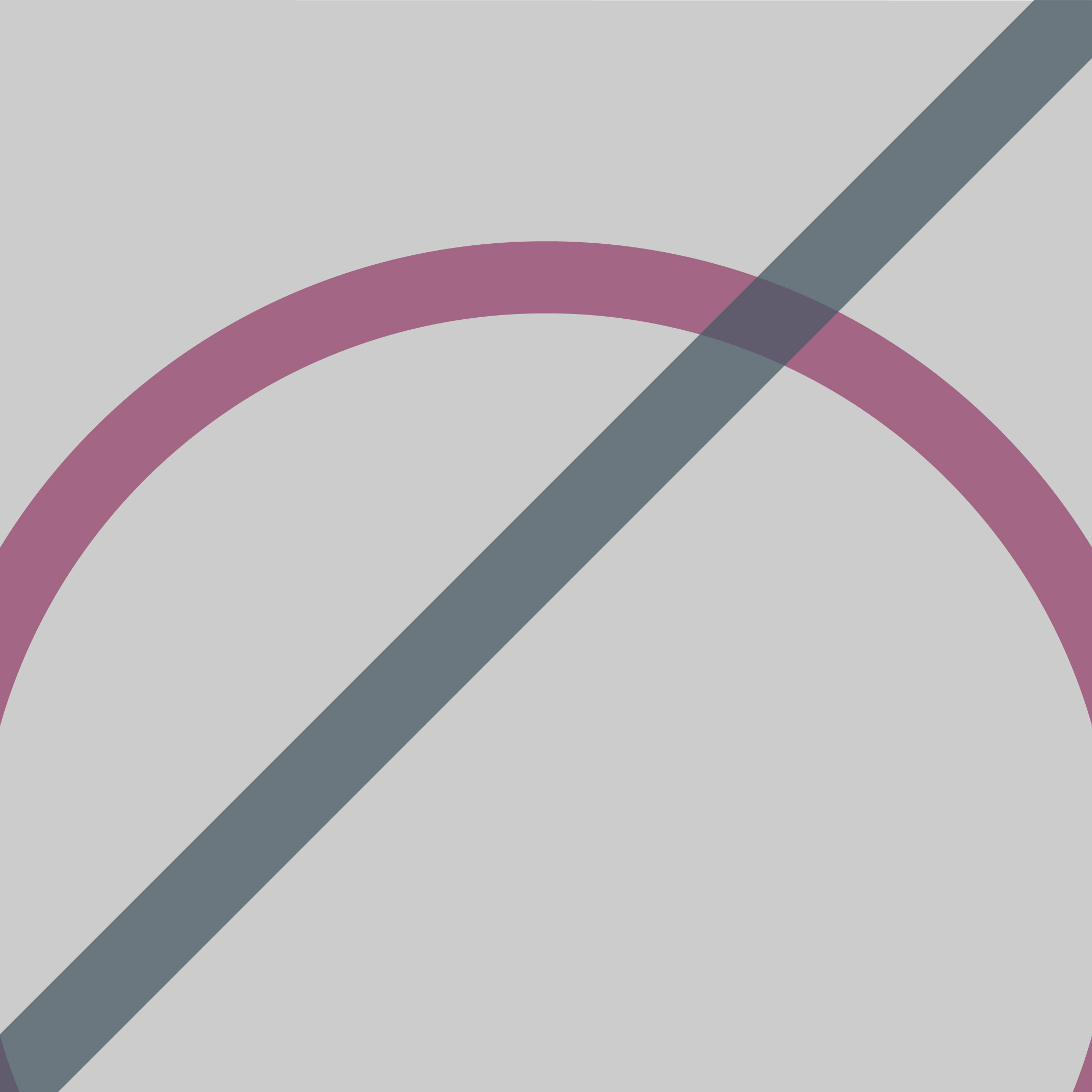 An infographic that shows an incorrect use case of the circle element. A semi-transparent maroon circle is placed on a solid grey background. The circle is centred on the page and exceed the seventy-five per cent ratio. A solid grey line intersects the graphic diagonally, indicating this is not how the circle should be used. 